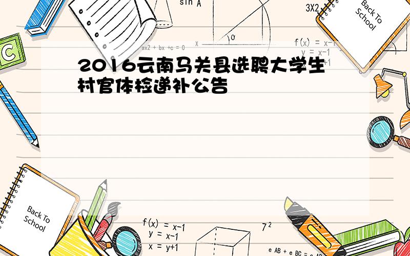 2016云南马关县选聘大学生村官体检递补公告