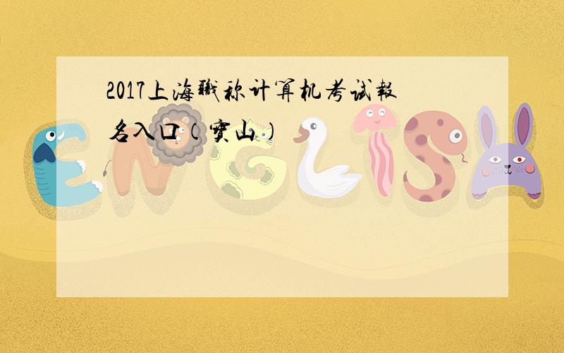 2017上海职称计算机考试报名入口（宝山）