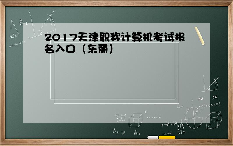 2017天津职称计算机考试报名入口（东丽）