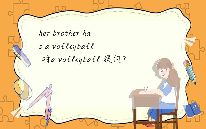 her brother has a volleyball 对a volleyball 提问?