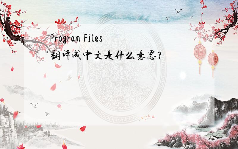 “Program Files”翻译成中文是什么意思?