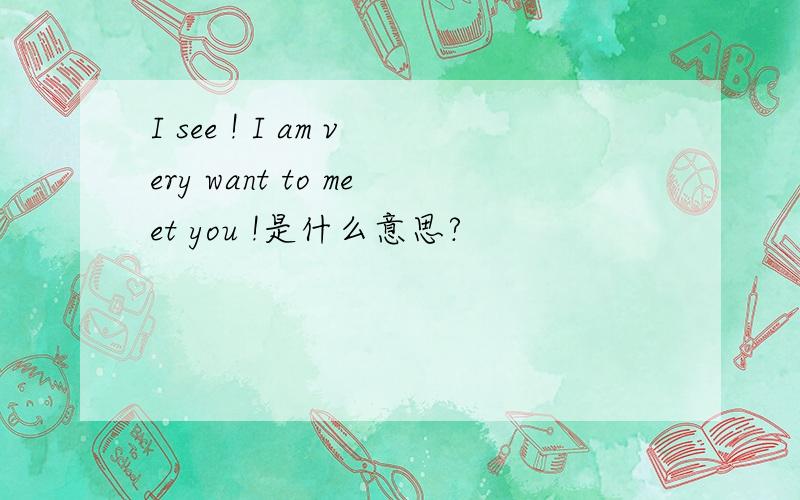 I see ! I am very want to meet you !是什么意思?