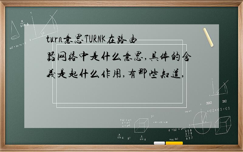 turn意思TURNK在路由器网络中是什么意思,具体的含义是起什么作用,有那些知道,