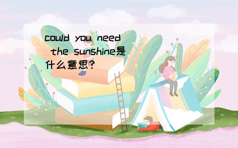 could you need the sunshine是什么意思?