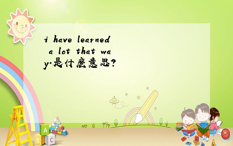 i have learned a lot that way.是什麽意思?