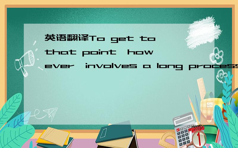英语翻译To get to that point,however,involves a long process of first studying and copying the way others play .