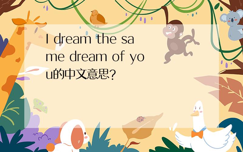 I dream the same dream of you的中文意思?