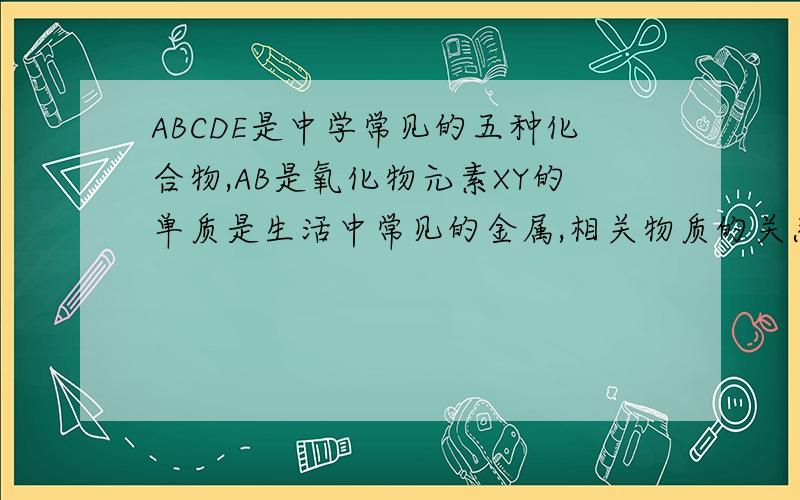 ABCDE是中学常见的五种化合物,AB是氧化物元素XY的单质是生活中常见的金属,相关物质的关系如图所示