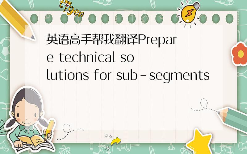 英语高手帮我翻译Prepare technical solutions for sub-segments