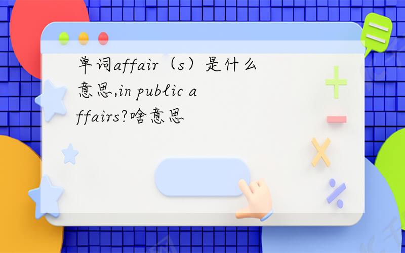 单词affair（s）是什么意思,in public affairs?啥意思