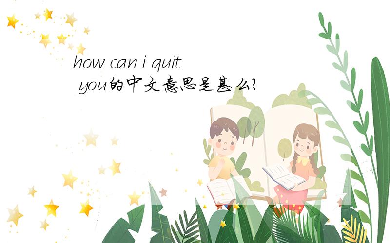 how can i quit you的中文意思是甚么?