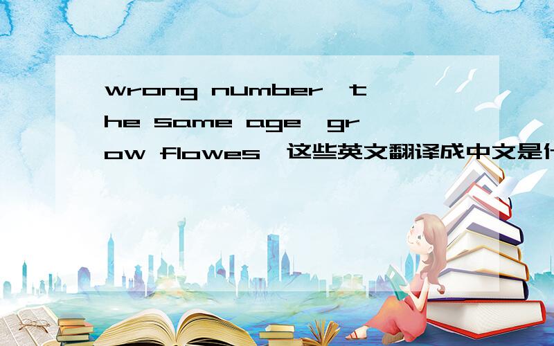 wrong number,the same age,grow flowes,这些英文翻译成中文是什么?