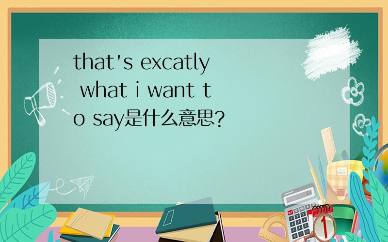 that's excatly what i want to say是什么意思?