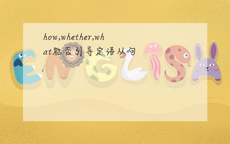 how,whether,what能否引导定语从句