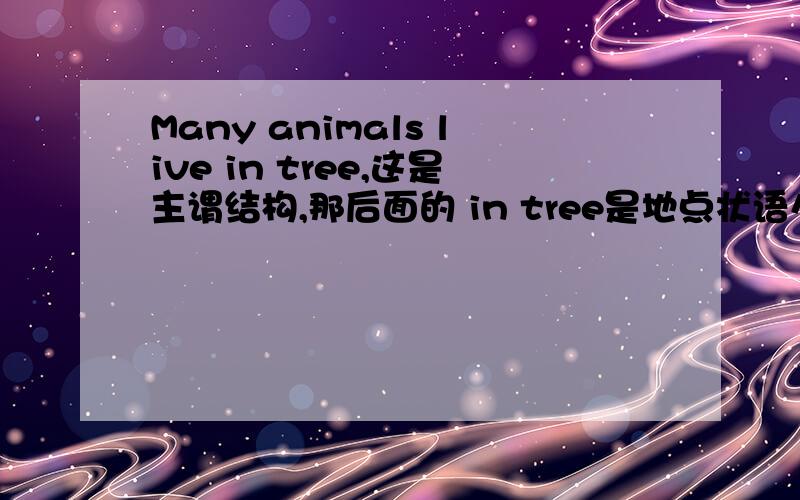 Many animals live in tree,这是主谓结构,那后面的 in tree是地点状语么?who后面是宾语从句么