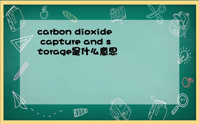 carbon dioxide capture and storage是什么意思