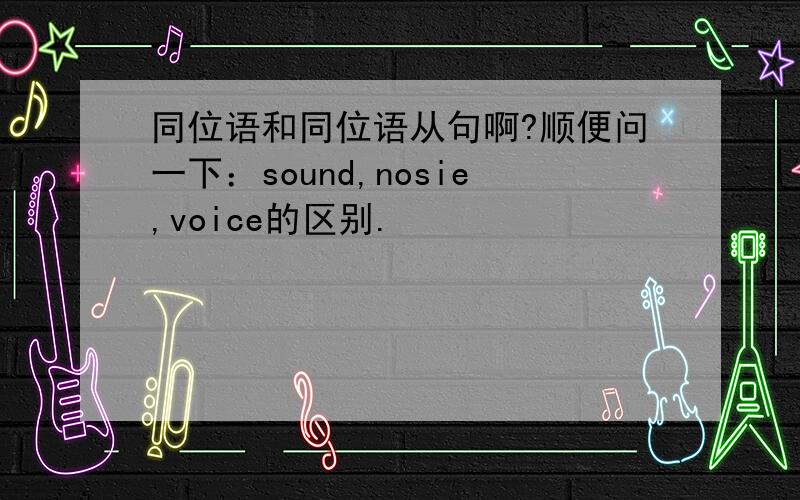 同位语和同位语从句啊?顺便问一下：sound,nosie,voice的区别.