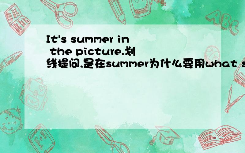 It's summer in the picture.划线提问,是在summer为什么要用what season而不是which season,求解