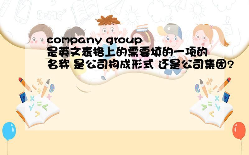 company group 是英文表格上的需要填的一项的名称 是公司构成形式 还是公司集团?