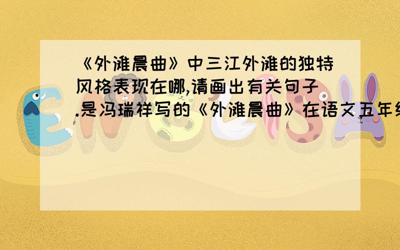 《外滩晨曲》中三江外滩的独特风格表现在哪,请画出有关句子.是冯瑞祥写的《外滩晨曲》在语文五年级暑假作业里的