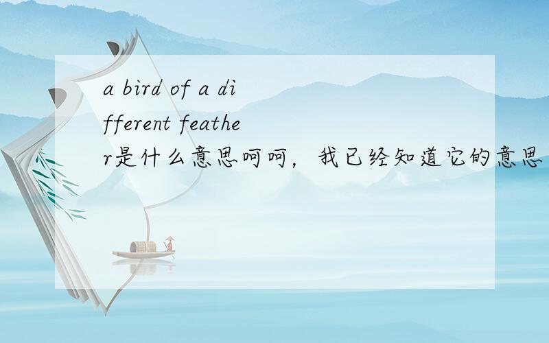 a bird of a different feather是什么意思呵呵，我已经知道它的意思了。总之，