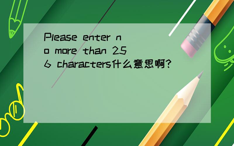 Please enter no more than 256 characters什么意思啊?