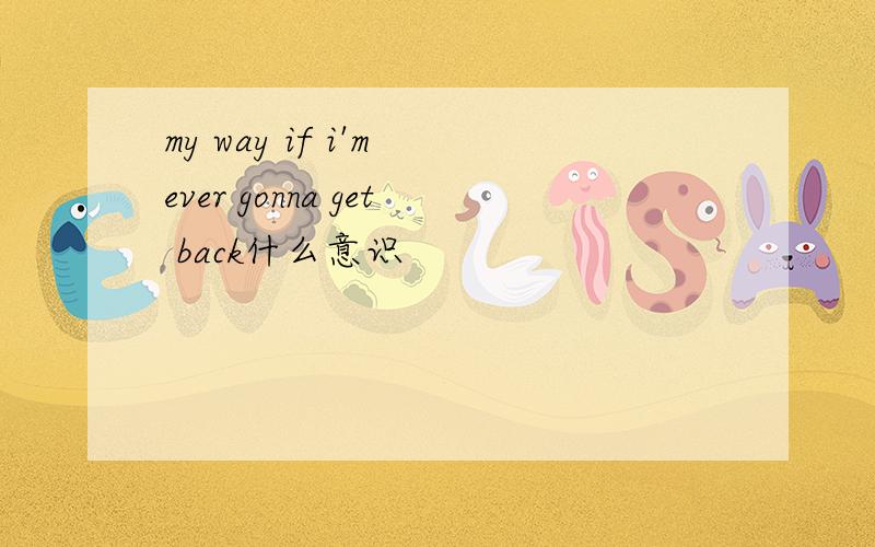 my way if i'm ever gonna get back什么意识