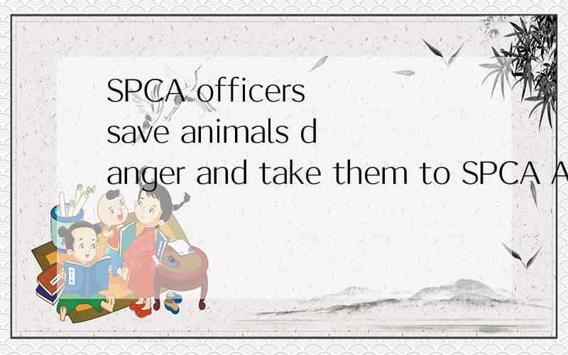 SPCA officers save animals danger and take them to SPCA A in B as C to D of
