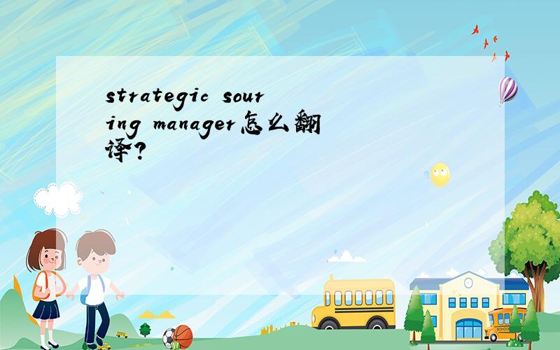 strategic souring manager怎么翻译?