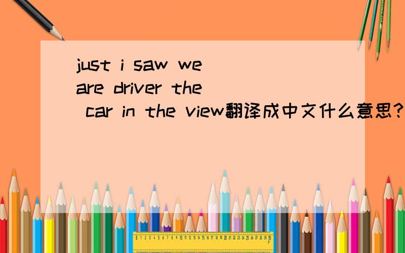 just i saw we are driver the car in the view翻译成中文什么意思?