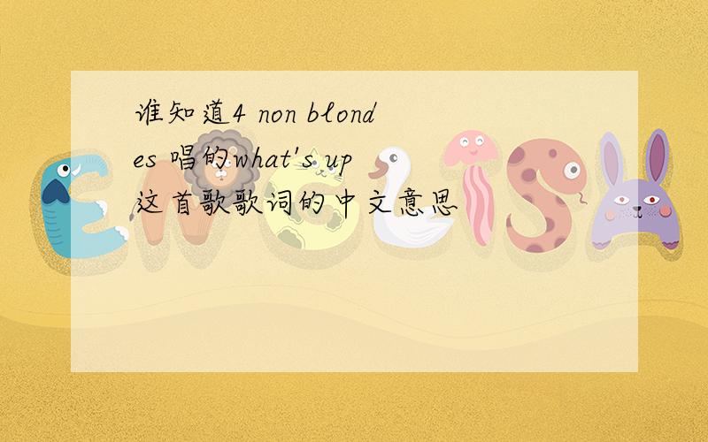 谁知道4 non blondes 唱的what's up这首歌歌词的中文意思