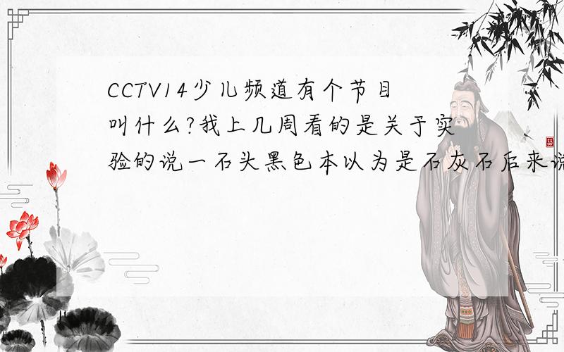 CCTV14少儿频道有个节目叫什么?我上几周看的是关于实验的说一石头黑色本以为是石灰石后来说不是