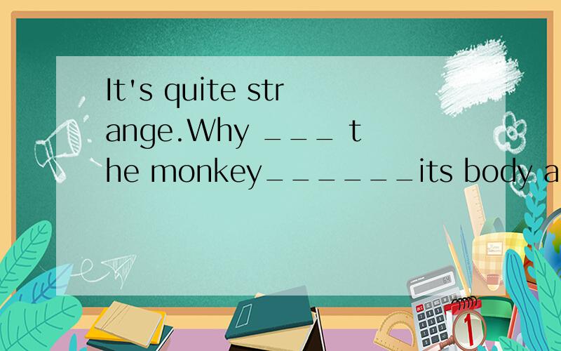 It's quite strange.Why ___ the monkey______its body all the time?A.does;shakeB.did;shakeC.is;shakingD.will;shake