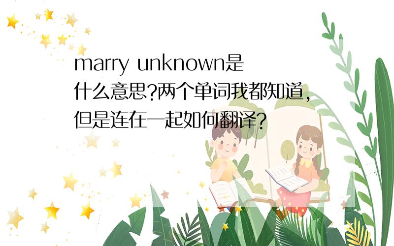 marry unknown是什么意思?两个单词我都知道,但是连在一起如何翻译?