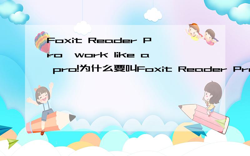 Foxit Reader Pro,work like a pro!为什么要叫Foxit Reader Pro？
