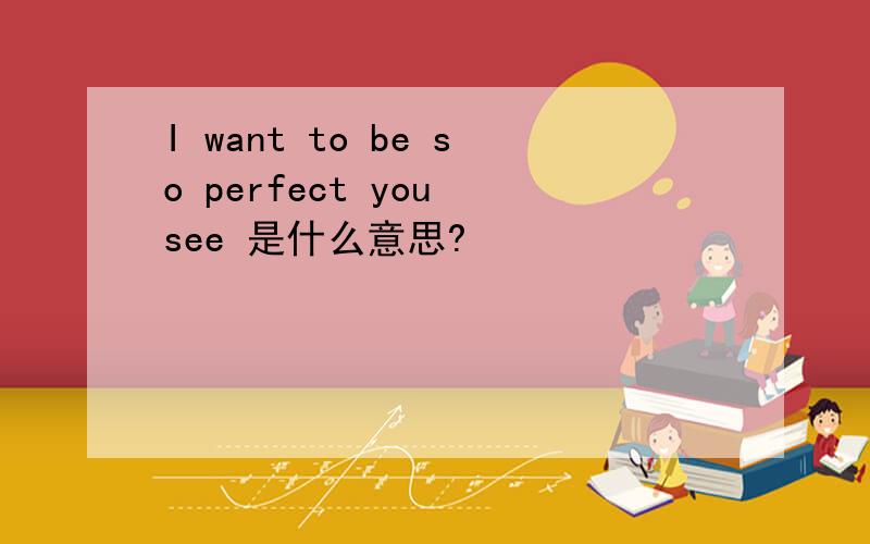 I want to be so perfect you see 是什么意思?