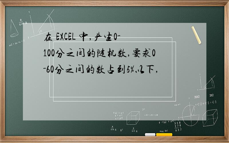在 EXCEL 中,产生0-100分之间的随机数,要求0-60分之间的数占到5%以下,