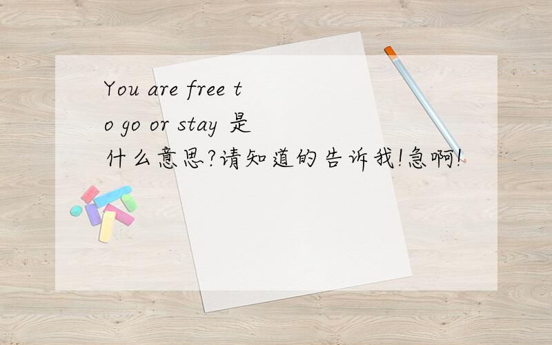 You are free to go or stay 是什么意思?请知道的告诉我!急啊!