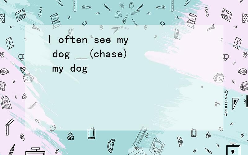 I often see my dog __(chase) my dog
