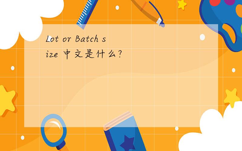 Lot or Batch size 中文是什么?