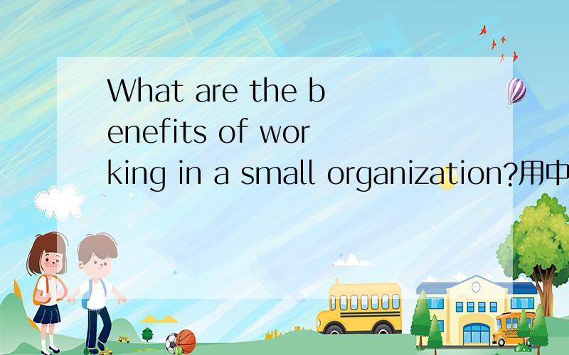 What are the benefits of working in a small organization?用中文答也行.我问的是怎么回答这道题，不是翻译。