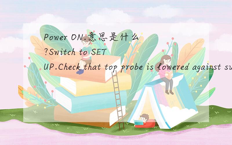 Power ON.意思是什么?Switch to SETUP.Check that top probe is lowered against support arm.Insert .0625