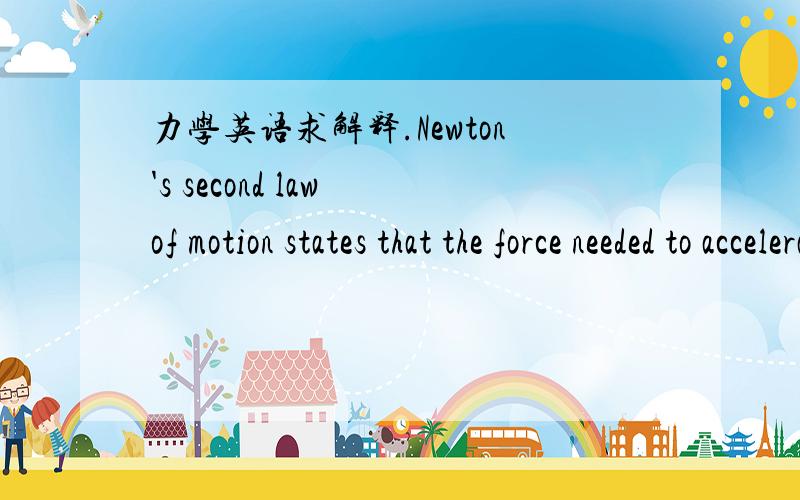 力学英语求解释.Newton's second law of motion states that the force needed to accelerate a particle is equal to the product of the mass of the particle and the acceleration produced.The unit of force is the newton(N).It is defined as the force