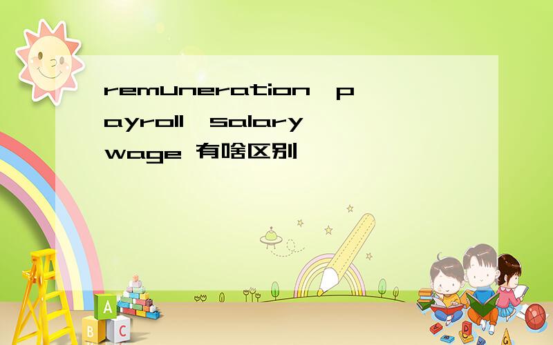 remuneration,payroll,salary,wage 有啥区别