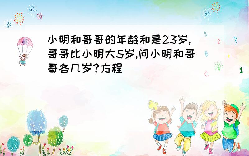小明和哥哥的年龄和是23岁,哥哥比小明大5岁,问小明和哥哥各几岁?方程