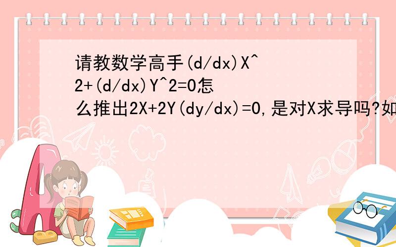 请教数学高手(d/dx)X^2+(d/dx)Y^2=0怎么推出2X+2Y(dy/dx)=0,是对X求导吗?如果是对X求导那（d/dx)Y^2=2Y(dy/dx)是怎么算来的?小弟不才希望高手能详细讲解下,希望高手们留个Q以后可以请教