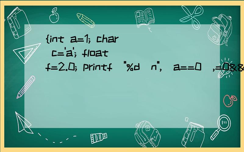 {int a=1; char c='a'; float f=2.0; printf(