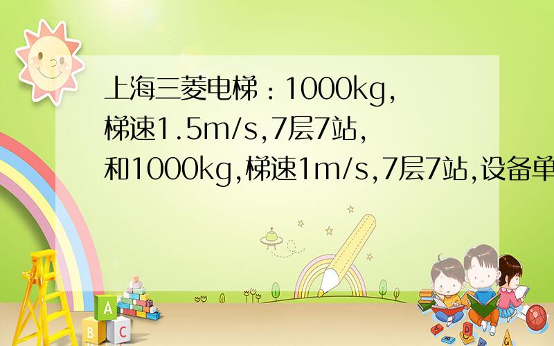 上海三菱电梯：1000kg,梯速1.5m/s,7层7站,和1000kg,梯速1m/s,7层7站,设备单价多少?安装费用多少?载客10人左右,未包括负一层