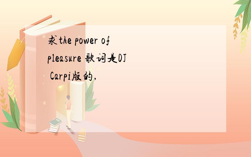 求the power of pleasure 歌词是DJ Carpi版的,