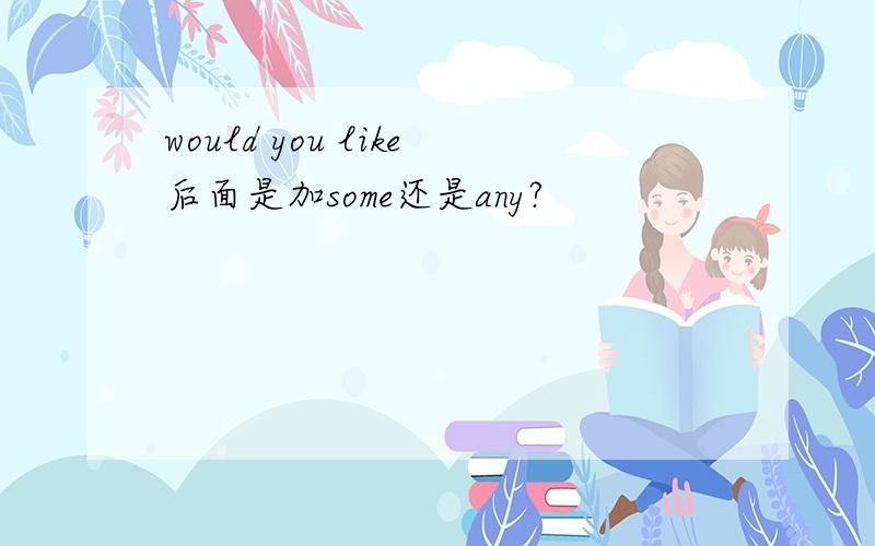 would you like后面是加some还是any?